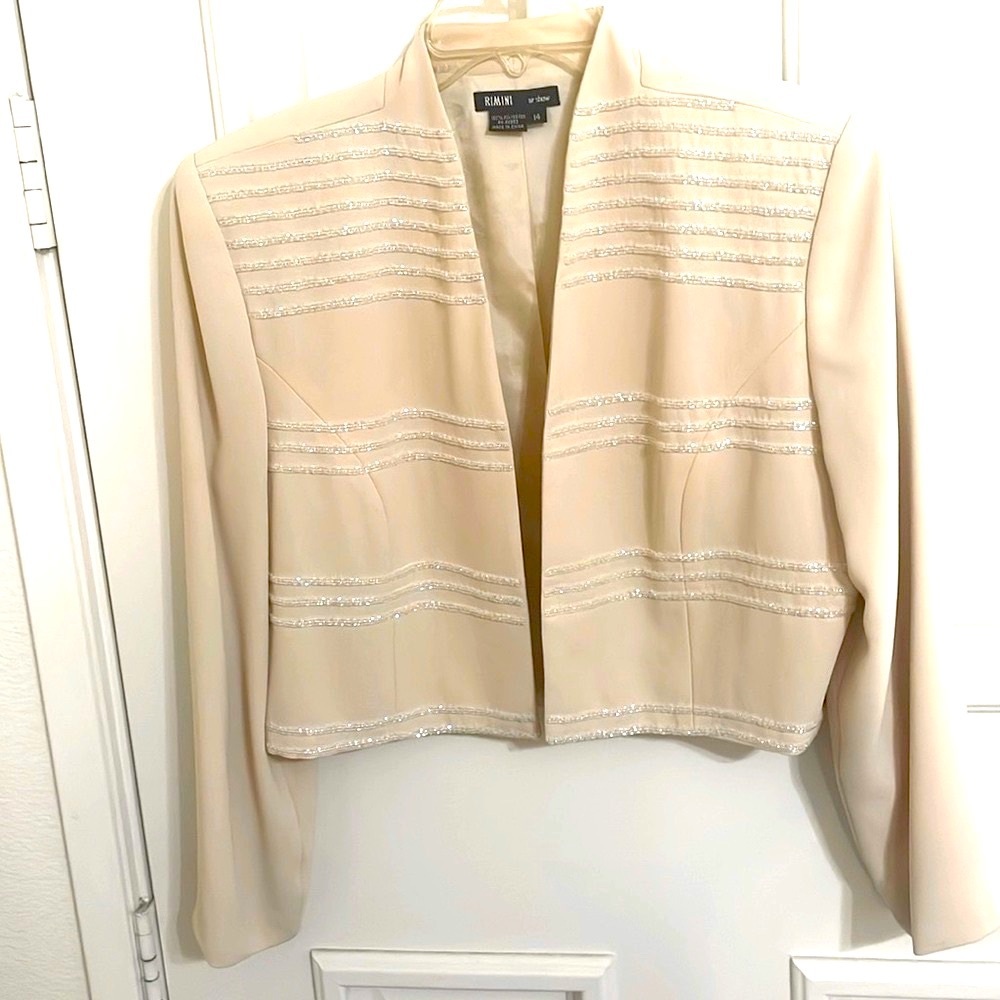 Rimini Beaded Jacket Ivory crepe sz 14